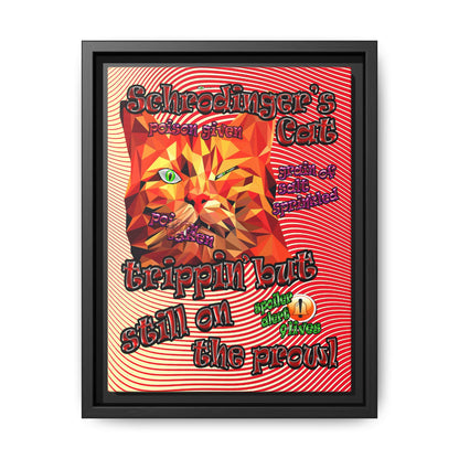 schrodinger's cat - framed canvas art (yellow-orange wave)