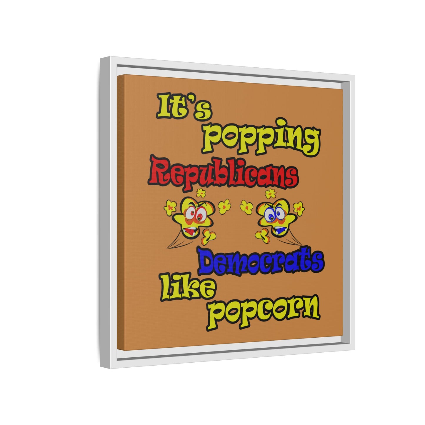 popping like popcorn - framed canvas art (light brown)