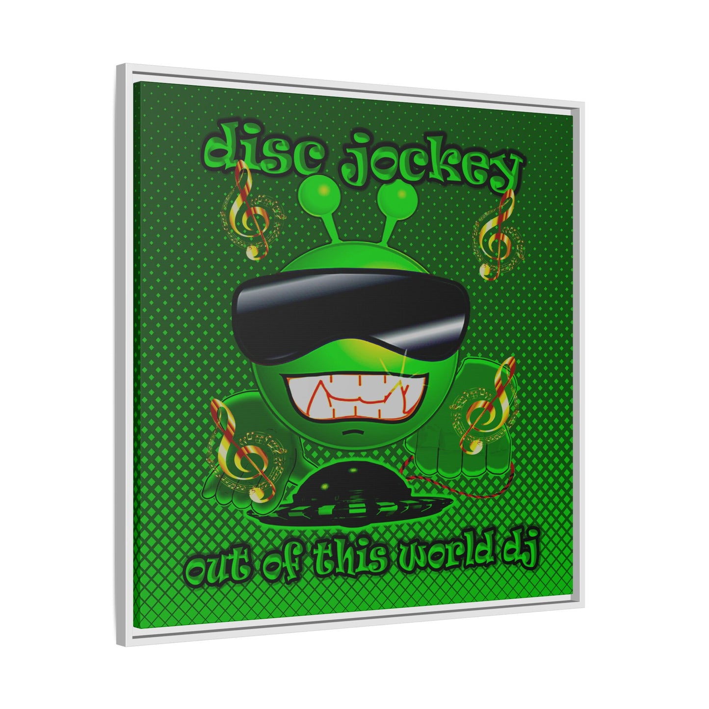disc jockey - framed canvas art (logo green)