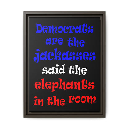 donkeys and elephants - framed canvas art (black)