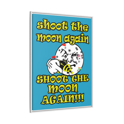 shoot the moon again - framed canvas art (turquoise)