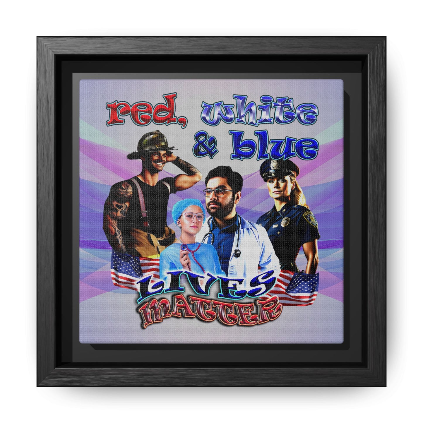 rw&b lives matter - framed canvas art (light blue-pink wave)