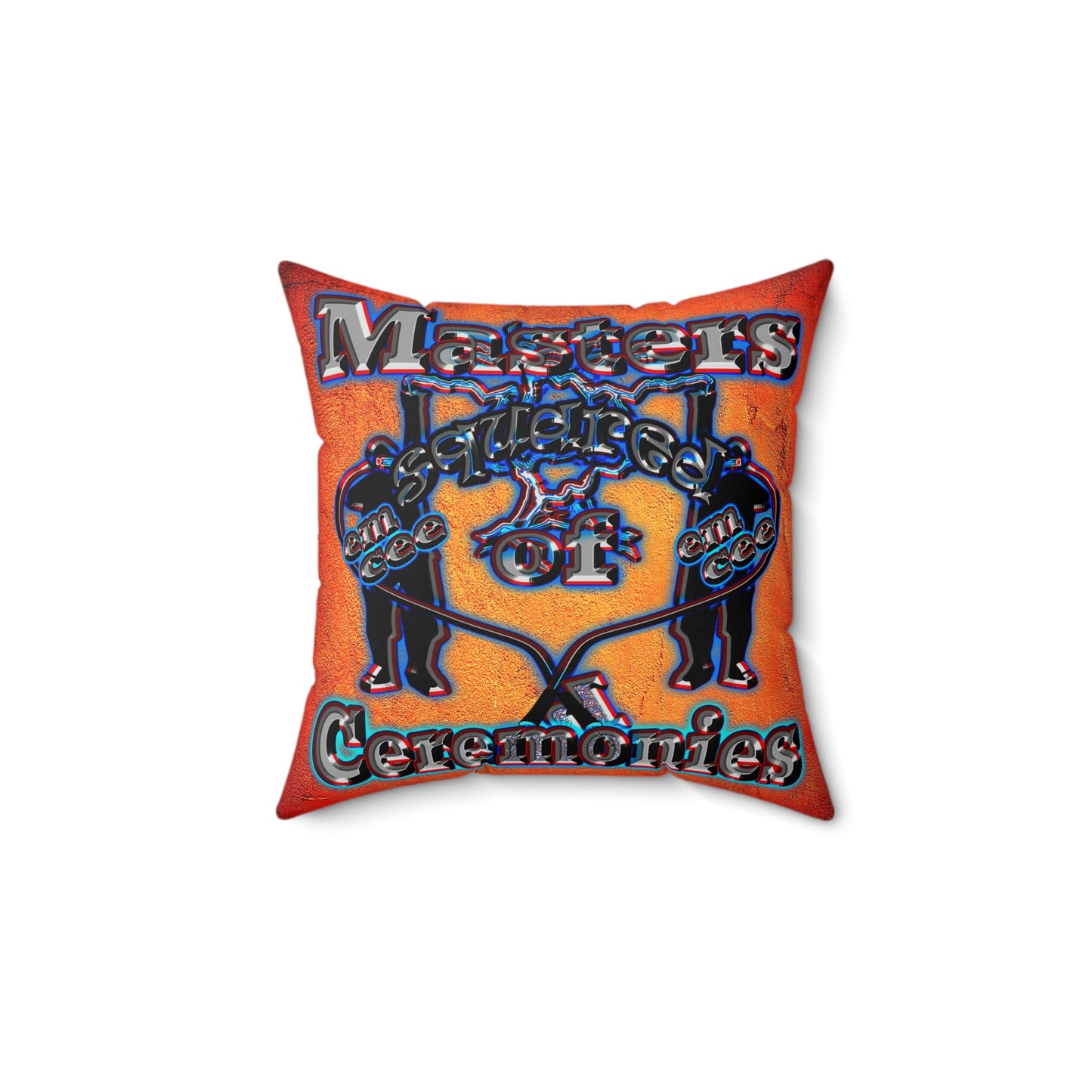 em cee squared - Spun Polyester Square Pillow - (burnt orange)