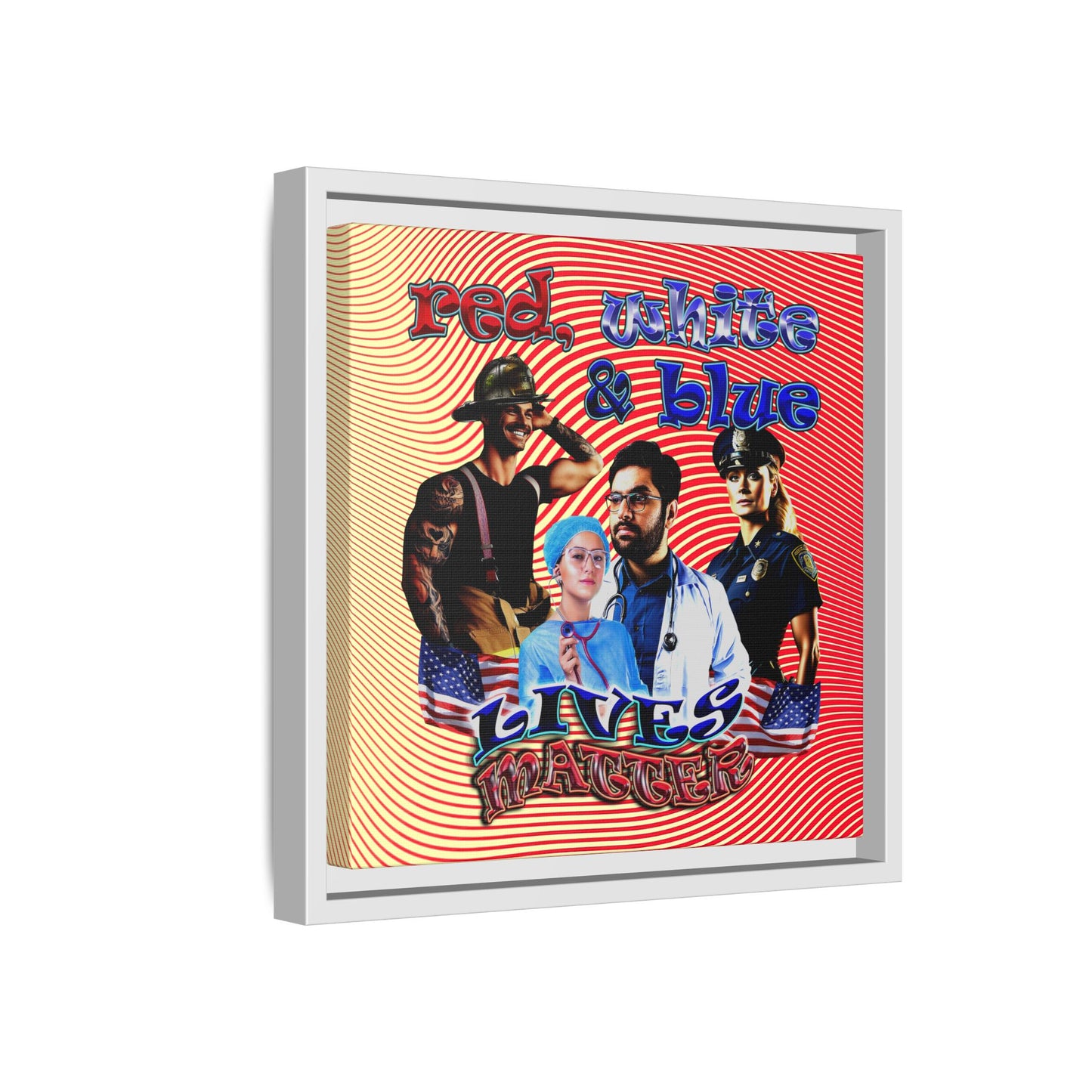 rw&b lives matter - framed canvas art (yellow-orange wave)
