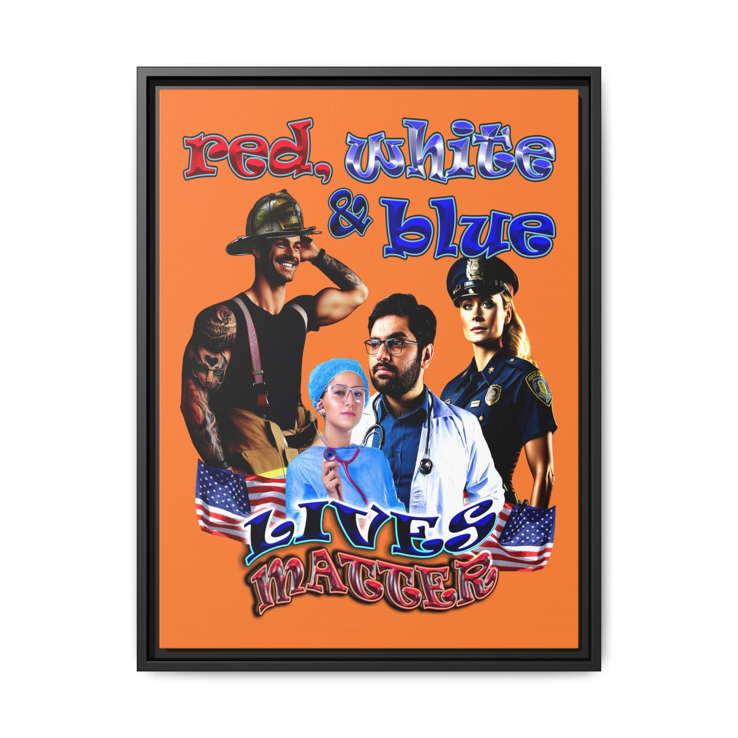 rw&b lives matter - framed canvas art (crusta)