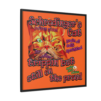 schrodinger's cat - framed canvas art (orange)