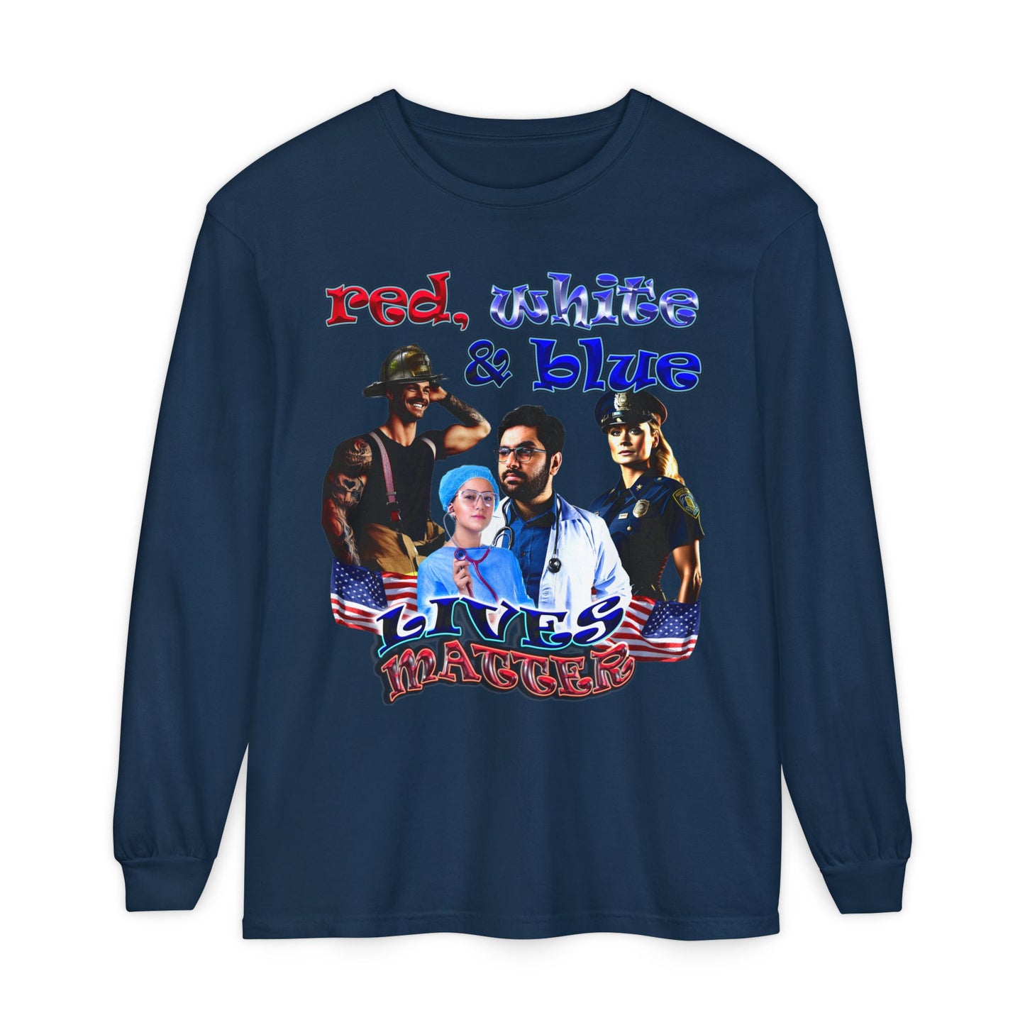rw&b lives matter - Unisex Garment-dyed Long Sleeve T-Shirt