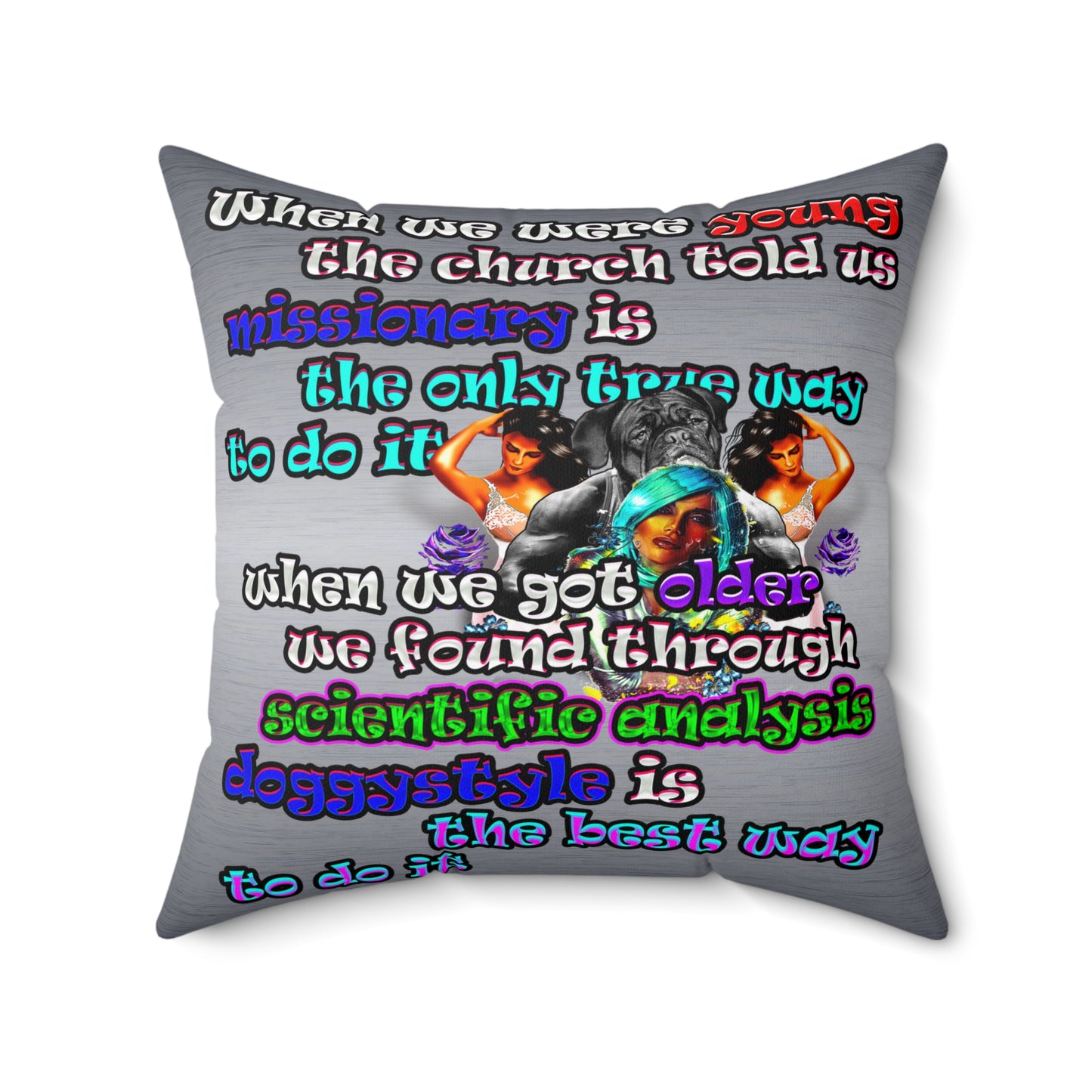 doggystyle - Spun Polyester Square Pillow - (brushed nickel)