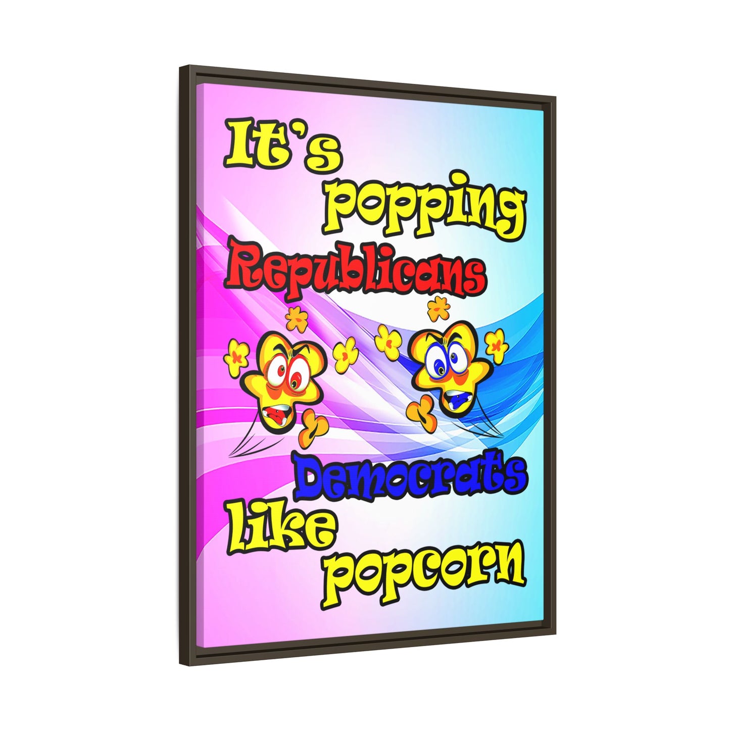 popping like popcorn - framed canvas art (light blue-pink wave)