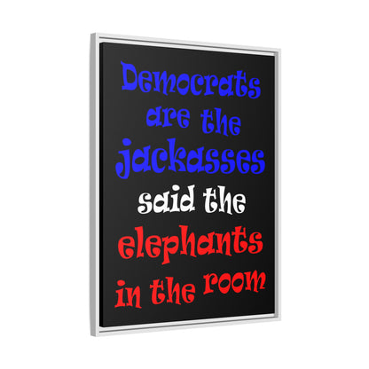 donkeys and elephants - framed canvas art (black)