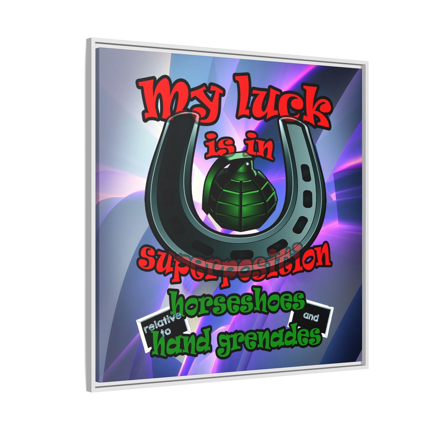 my luck - framed canvas art (grey-pink wave)