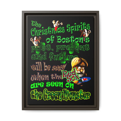 christmas spirits of boston - framed canvas art (black)