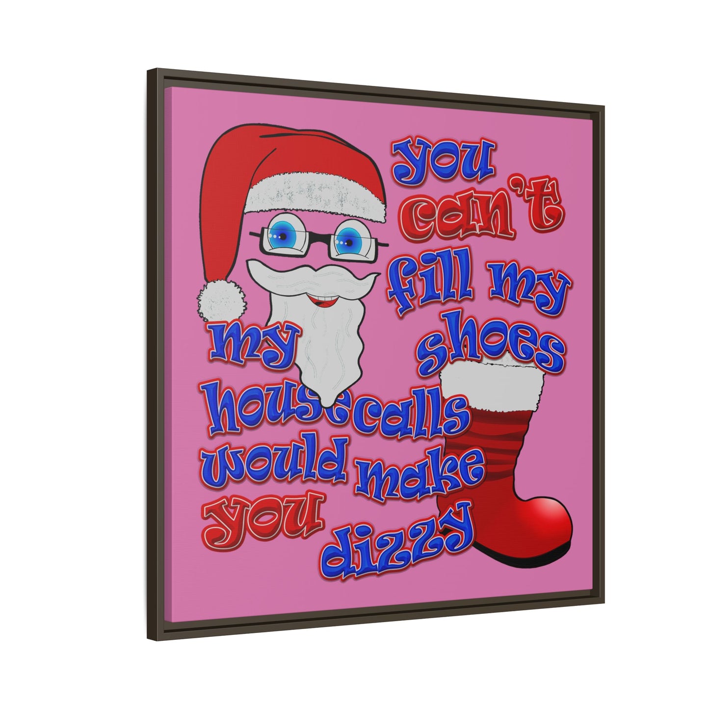 santa's shoes - framed canvas art (light pink)