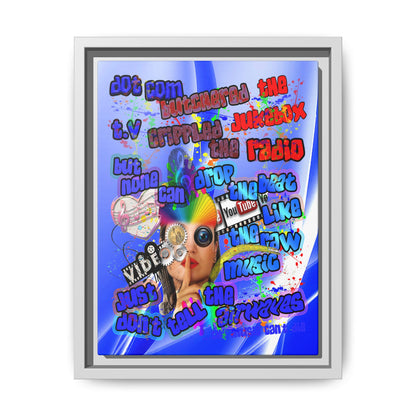 drop the beat - framed canvas art (blue-white wave)
