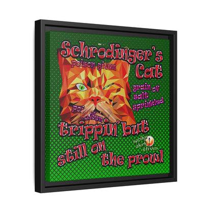 schrodinger's cat - framed canvas art (logo green)