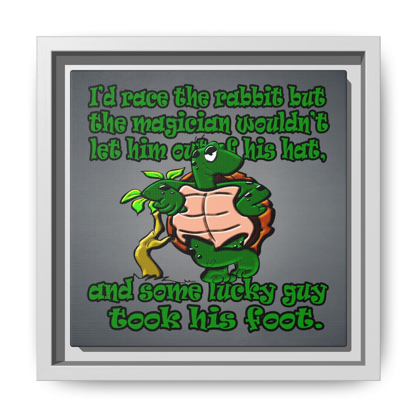 turtle race - framed canvas art (grey-light grey)