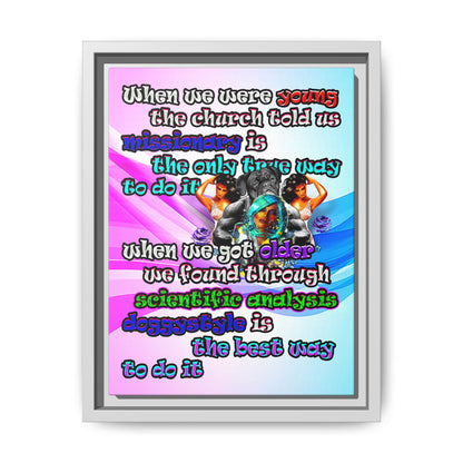 doggystyle - framed canvas art (light blue-pink wave)
