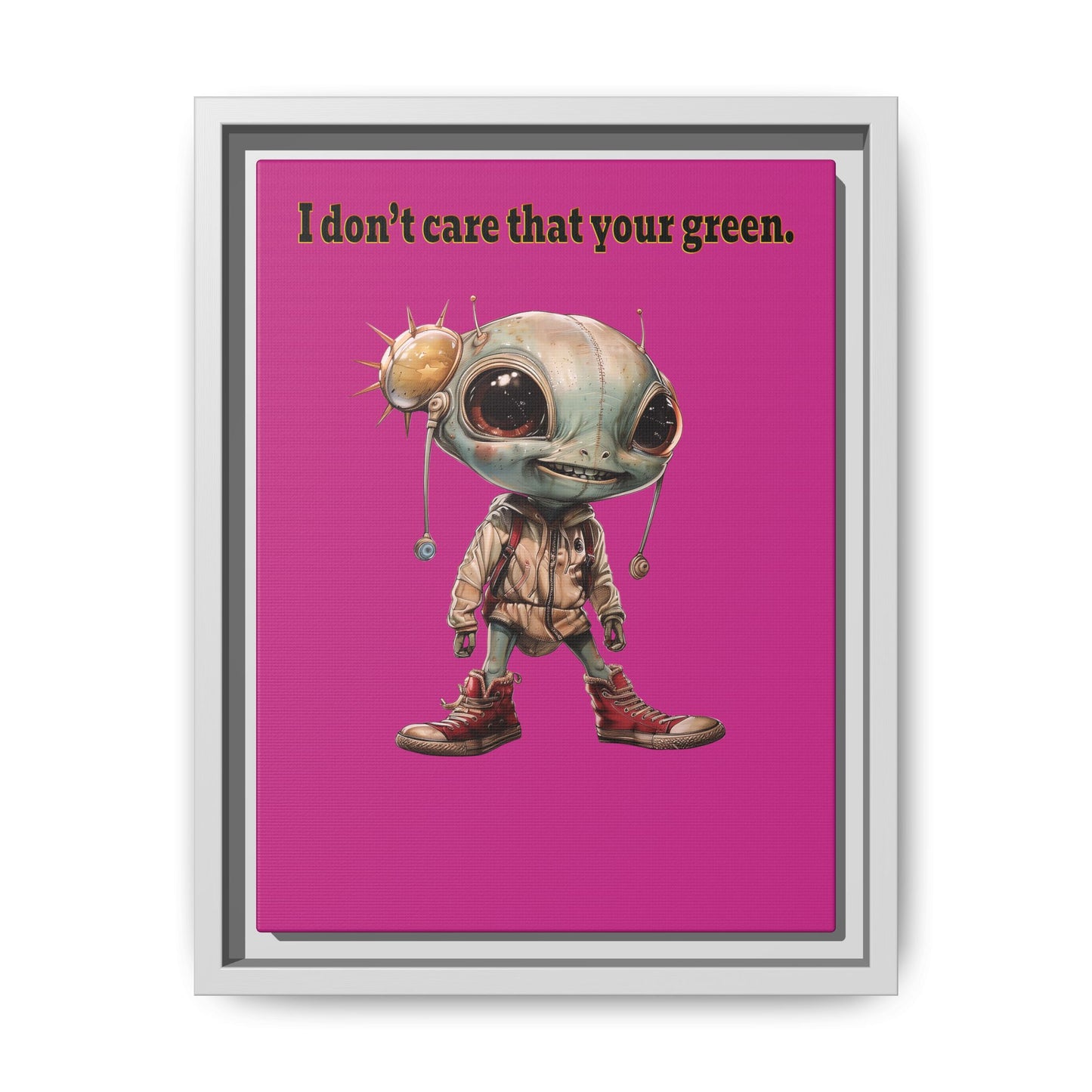 I don't care that your green - framed canvas art (pink)