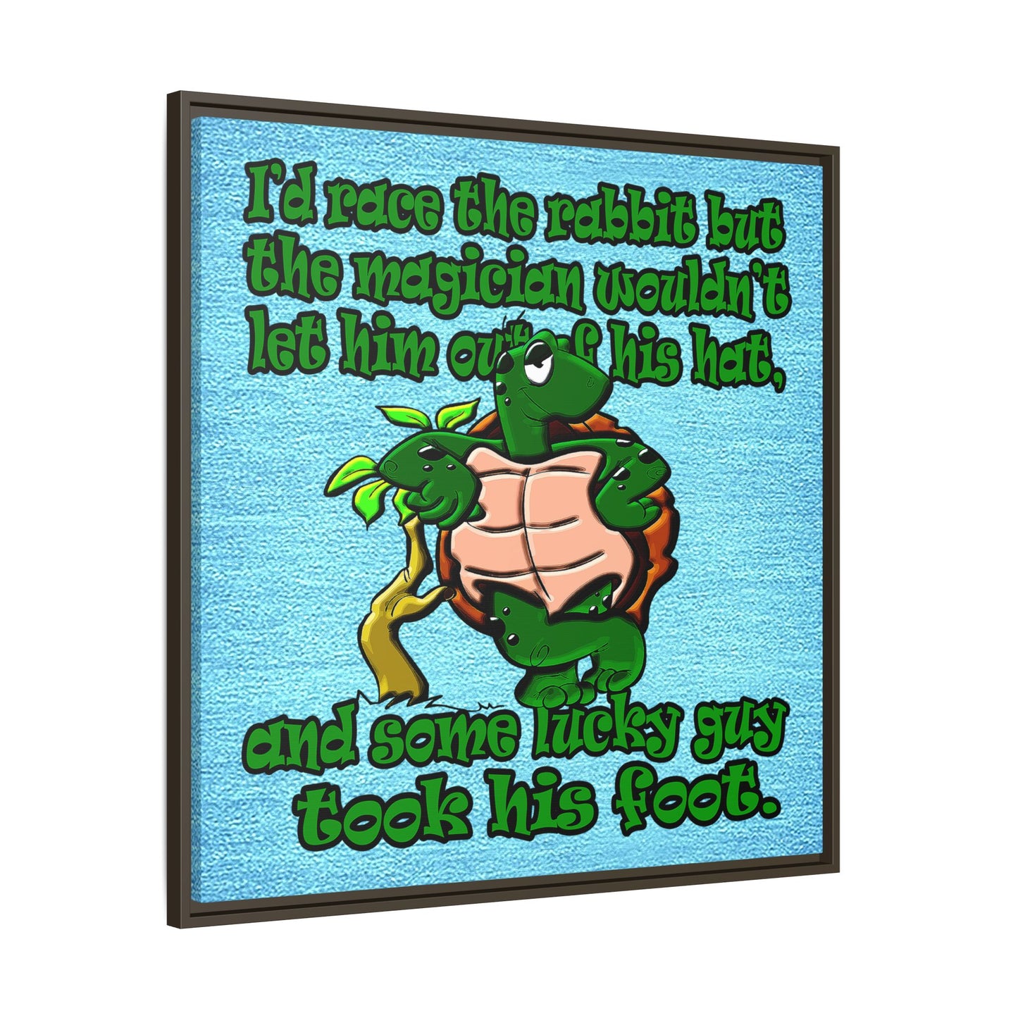 turtle race - framed canvas art (faded blue)