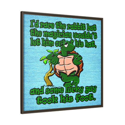 turtle race - framed canvas art (faded blue)