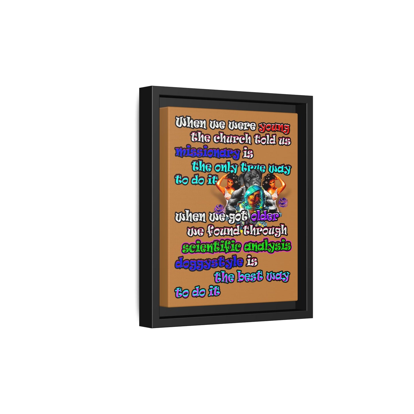 doggystyle - framed canvas art (light brown)