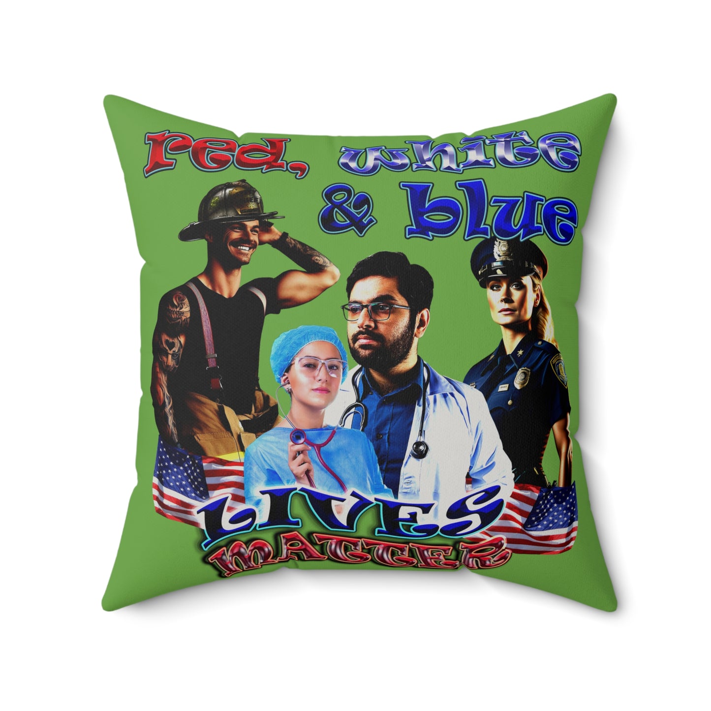 rw&b lives matter - Faux Suede Square Pillow - (green)