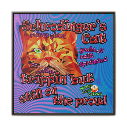 schrodinger's cat - framed canvas art (light blue-purple wave)