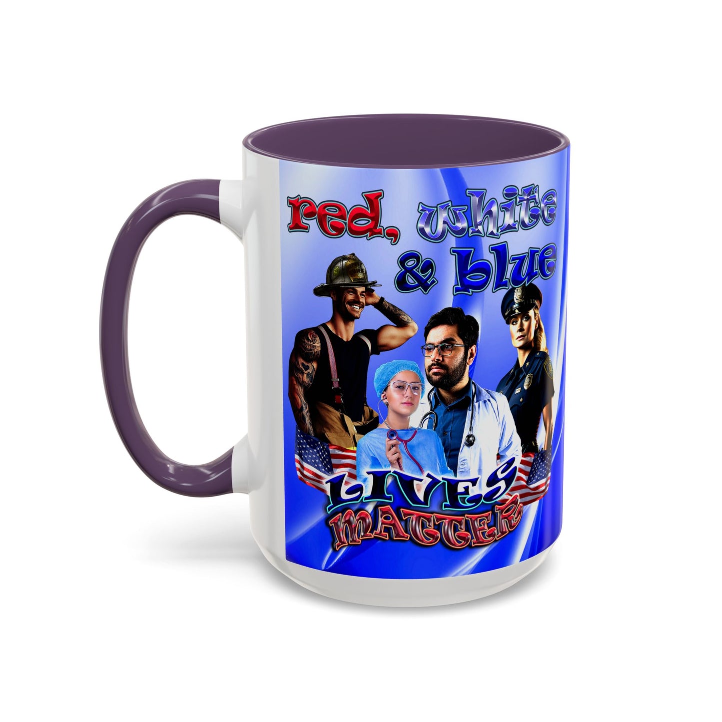 rw&b lives matter - Accent Mug (blue-white wave)