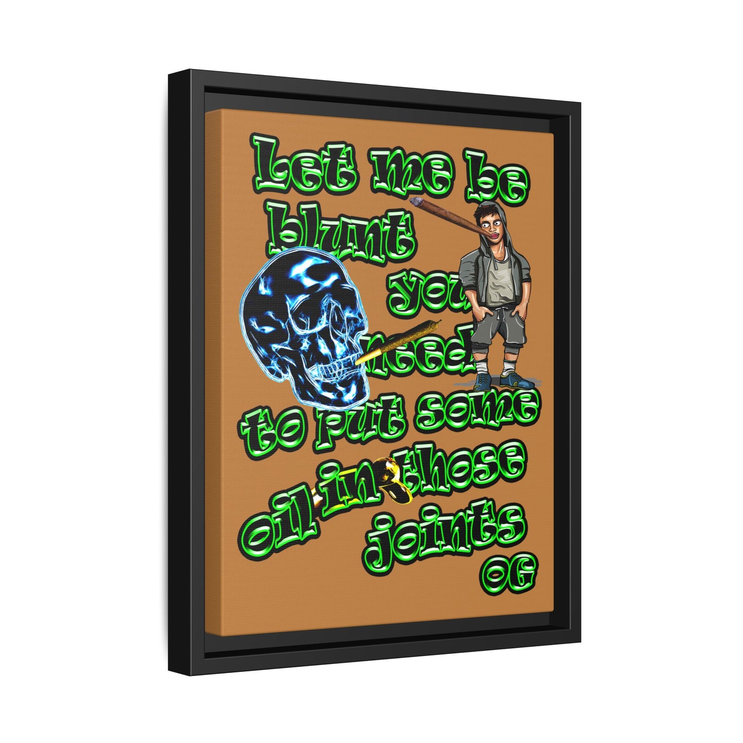 og - framed canvas art (light brown)