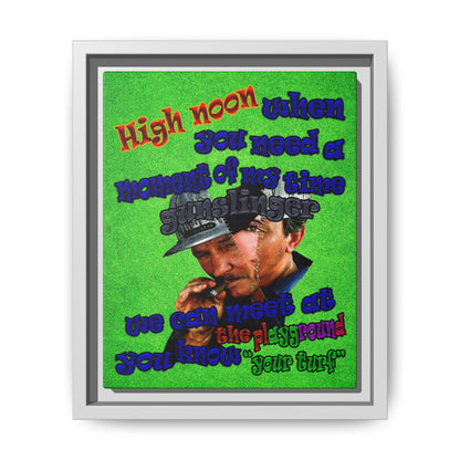 high noon - framed canvas art (green turf)