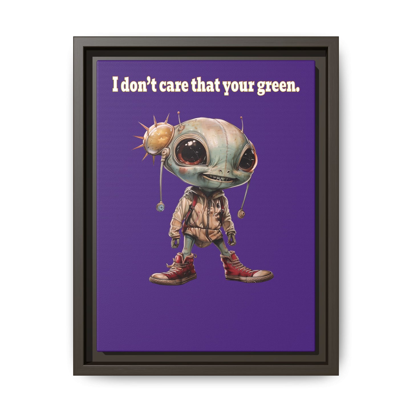 I don't care that your green - framed canvas art (purple)