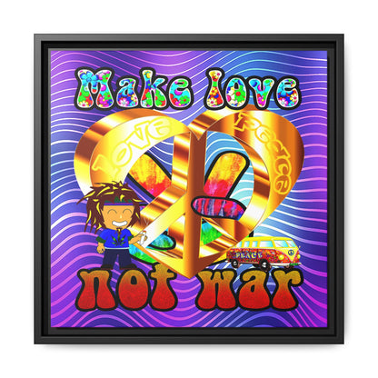 love peace - framed canvas art (purple wave)