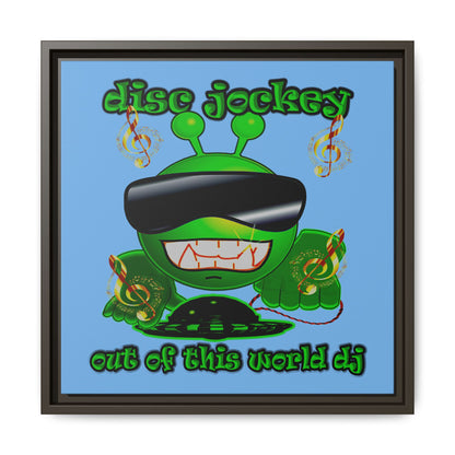 disc jockey - framed canvas art (light blue)