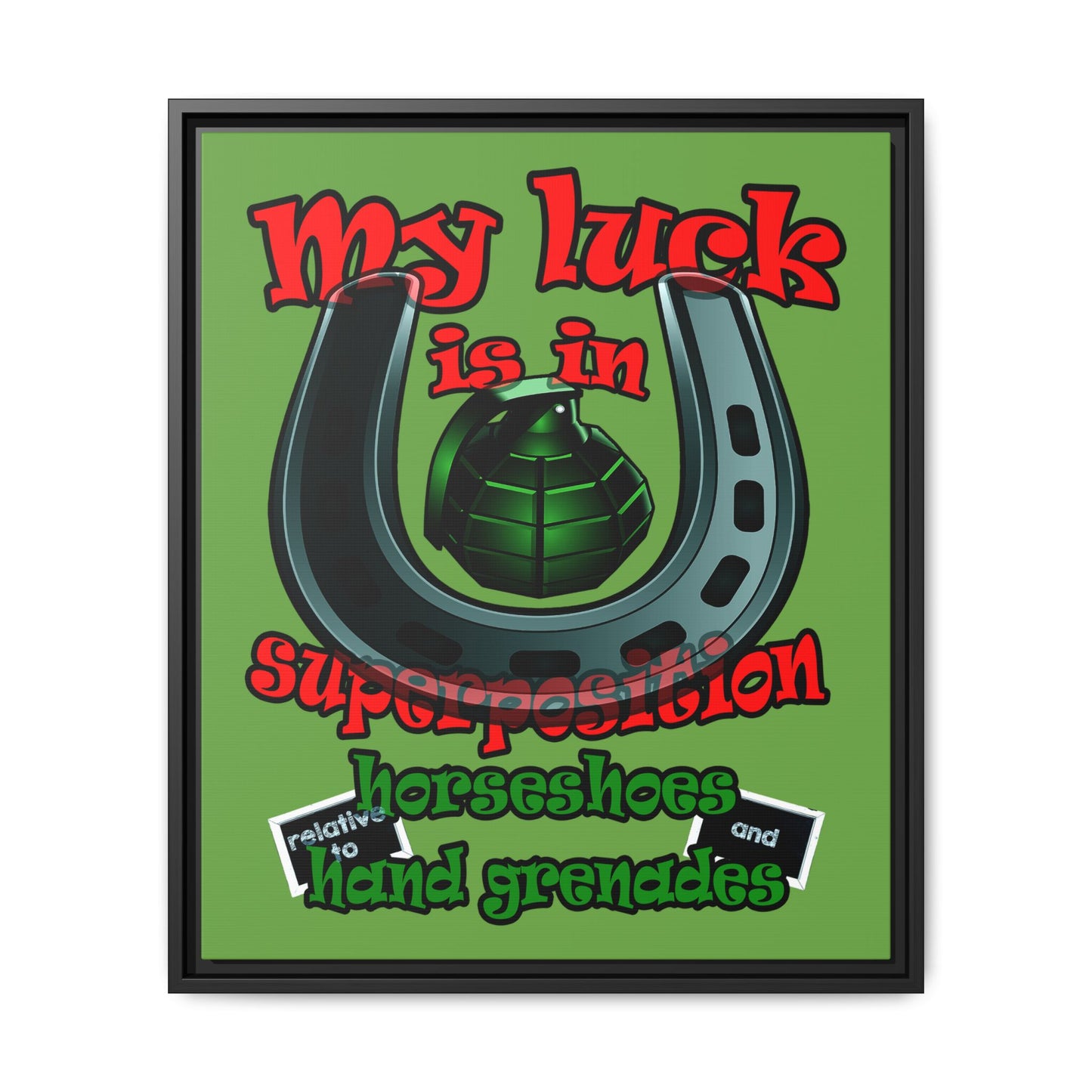 my luck - framed canvas art (green)