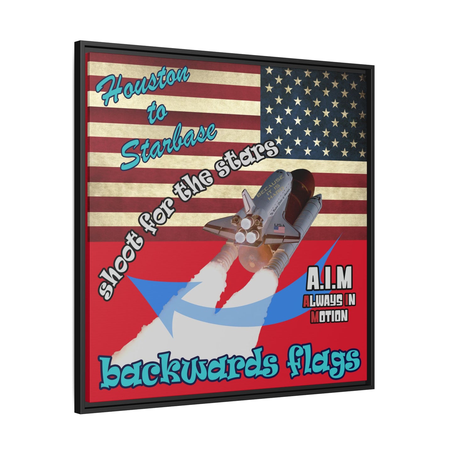 shoot for the stars - framed canvas art (dark red)