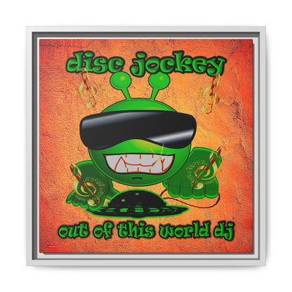 disc jockey - framed canvas art (burnt orange)