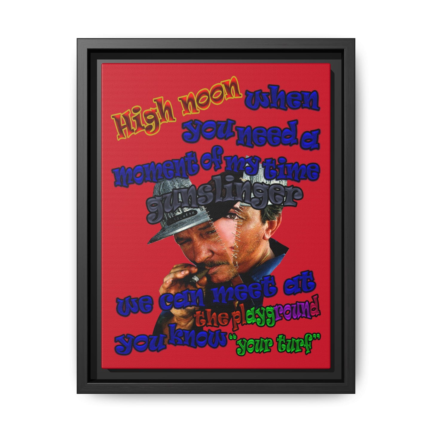 high noon - framed canvas art (dark red)