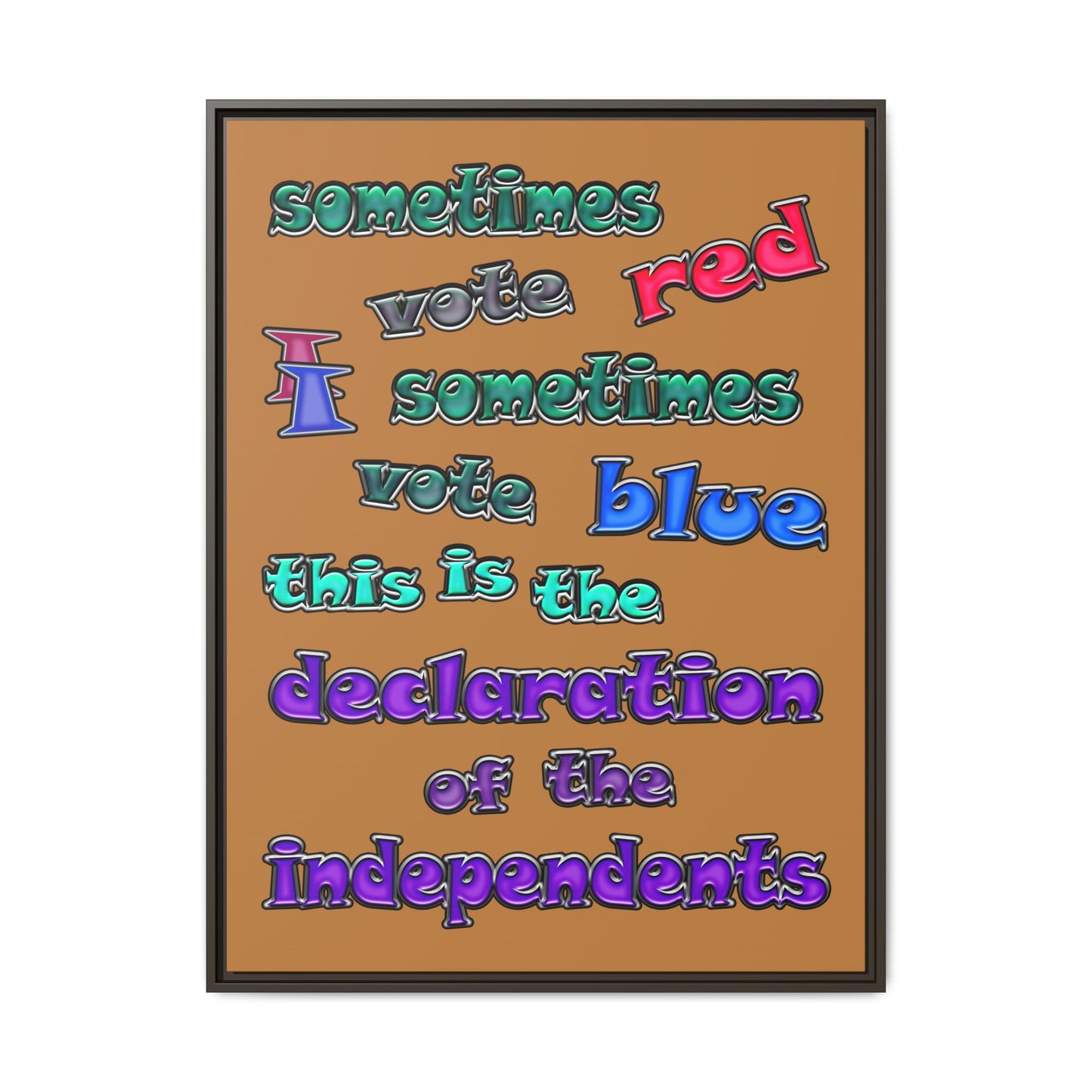 declaration of the independents - framed canvas art (light brown)