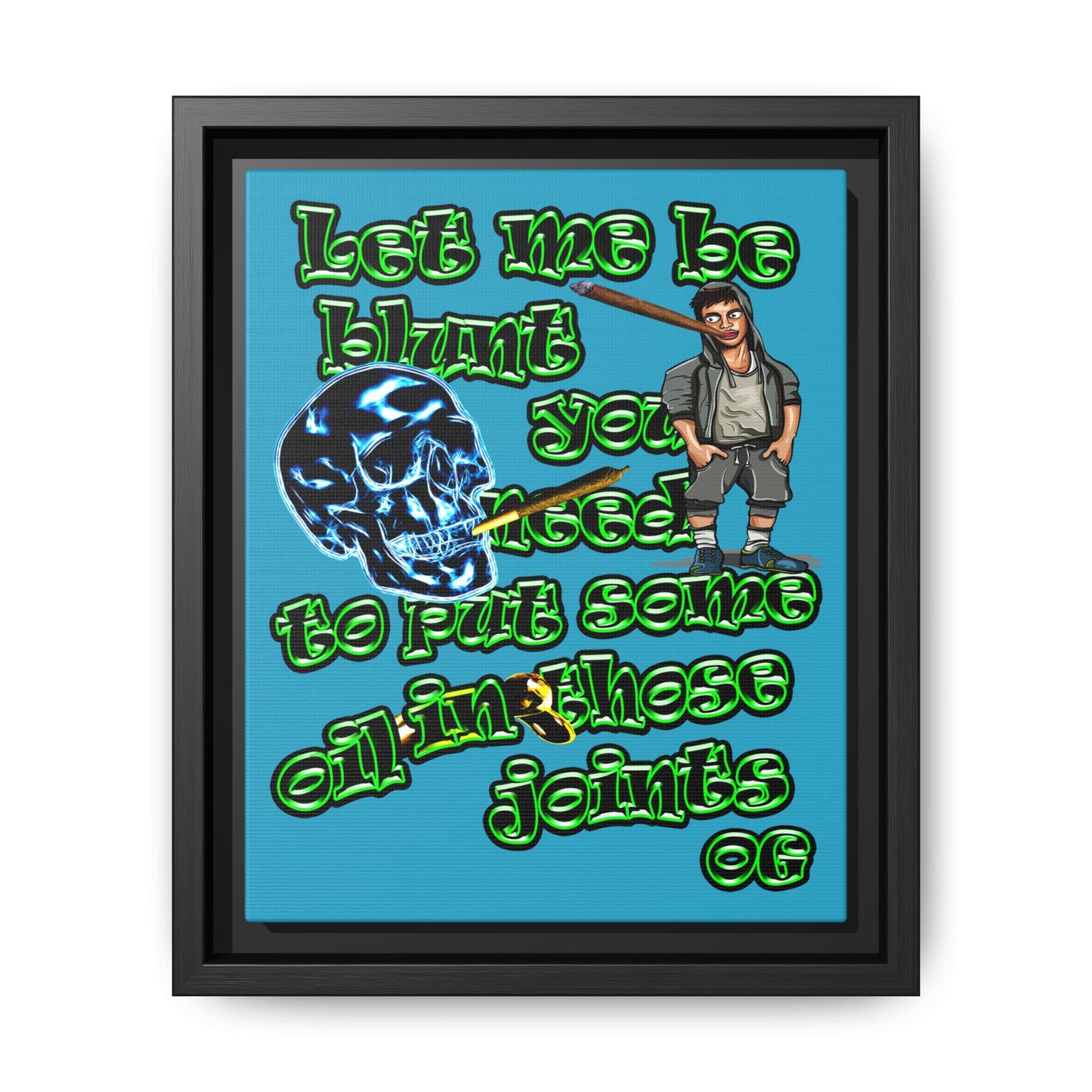 og - framed canvas art (turquoise)