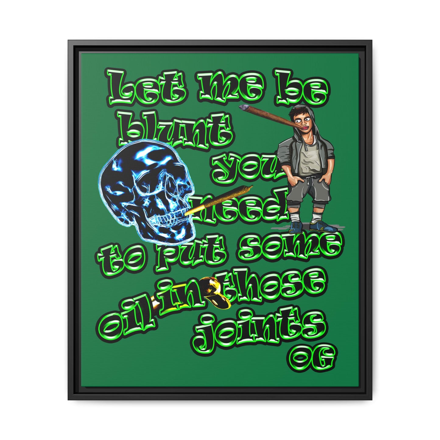 og - framed canvas art (dark green)