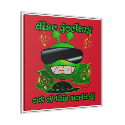 disc jockey - framed canvas art (dark red)