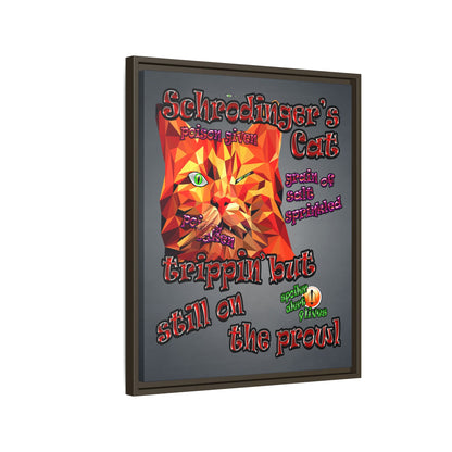 schrodinger's cat - framed canvas art (grey-light grey)