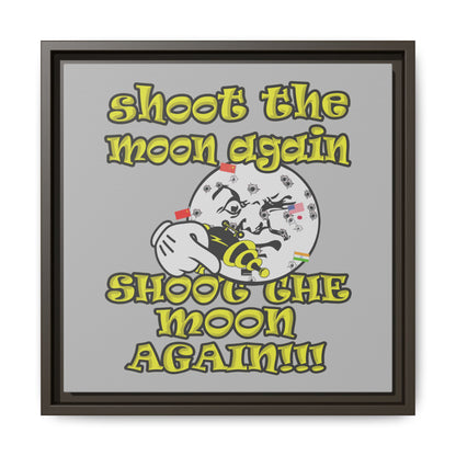 shoot the moon again - framed canvas art (light grey)