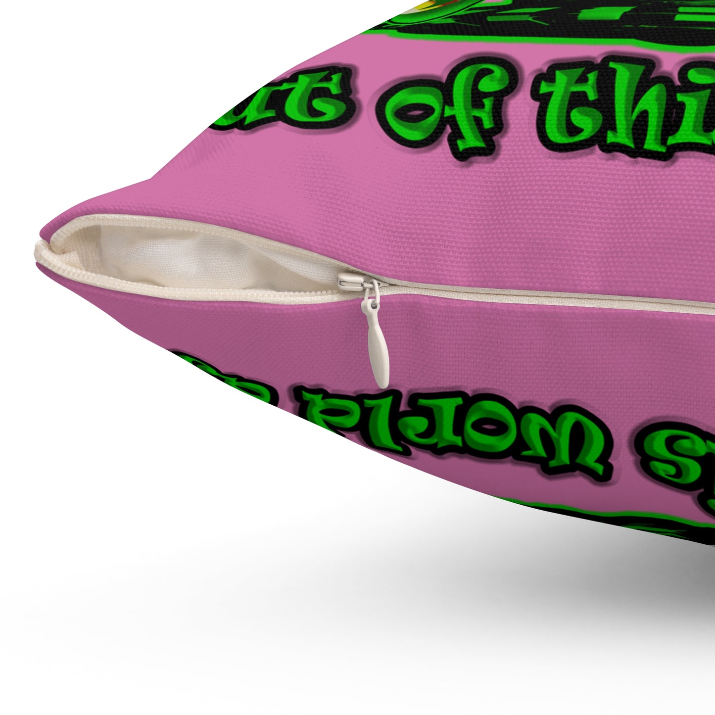 disc jockey - Spun Polyester Square Pillow - (light pink)