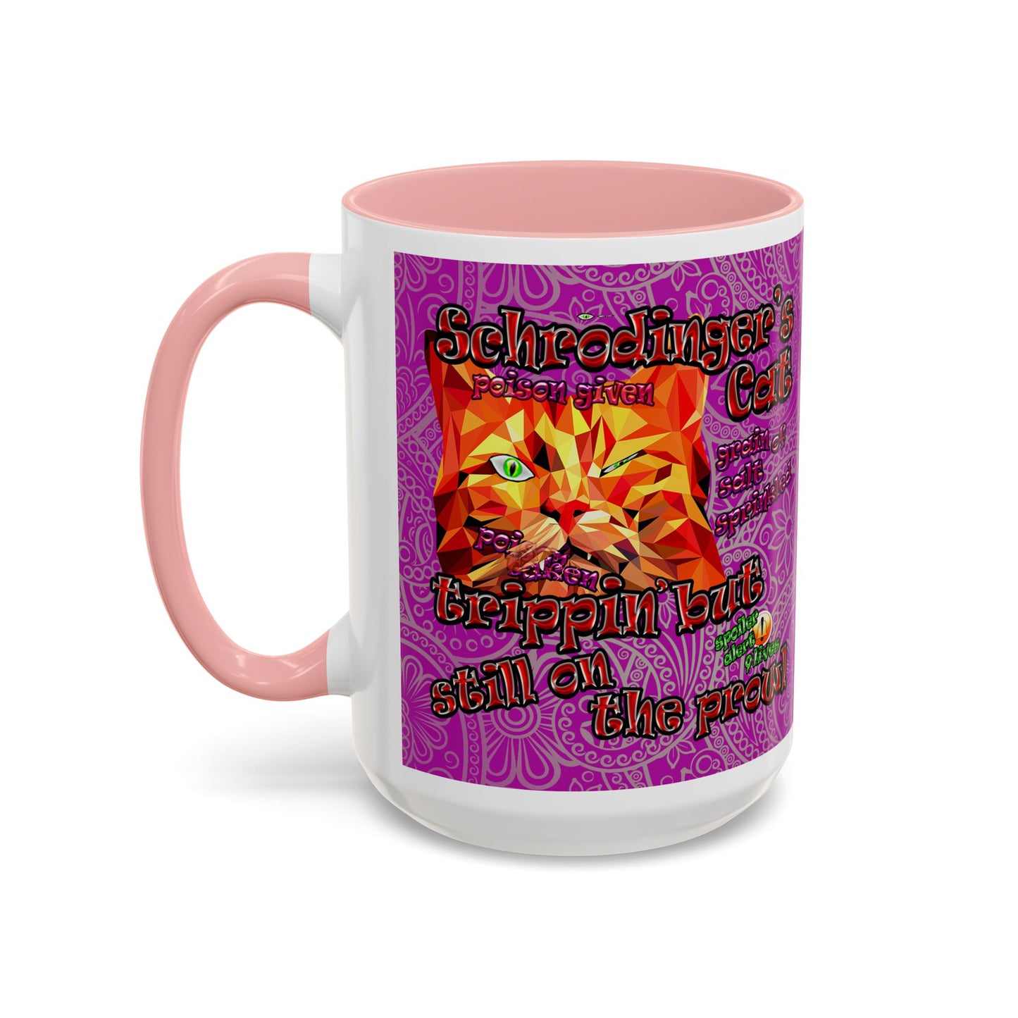 schrodinger's cat - Accent Mug (pink swirl)