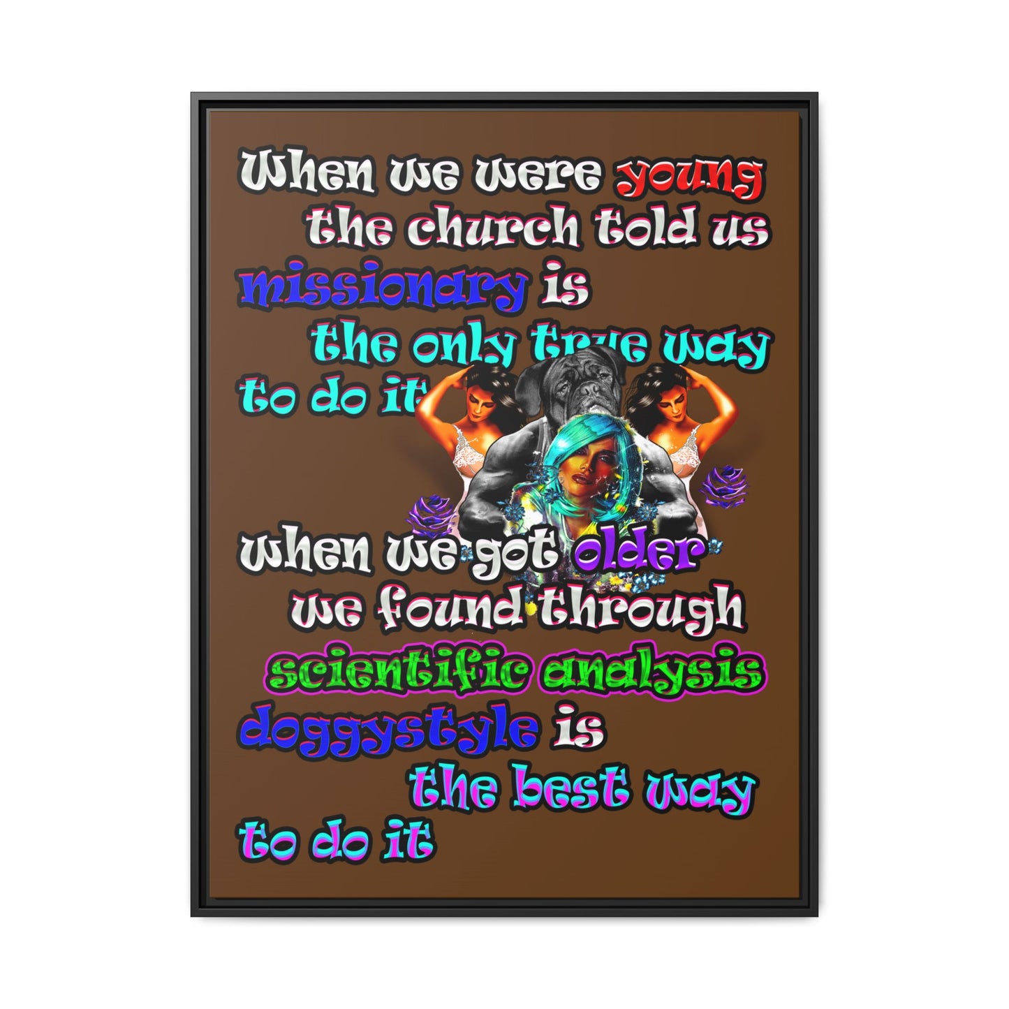 doggystyle - framed canvas art (brown)