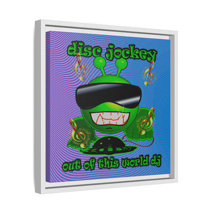 disc jockey - framed canvas art (light blue-purple wave)