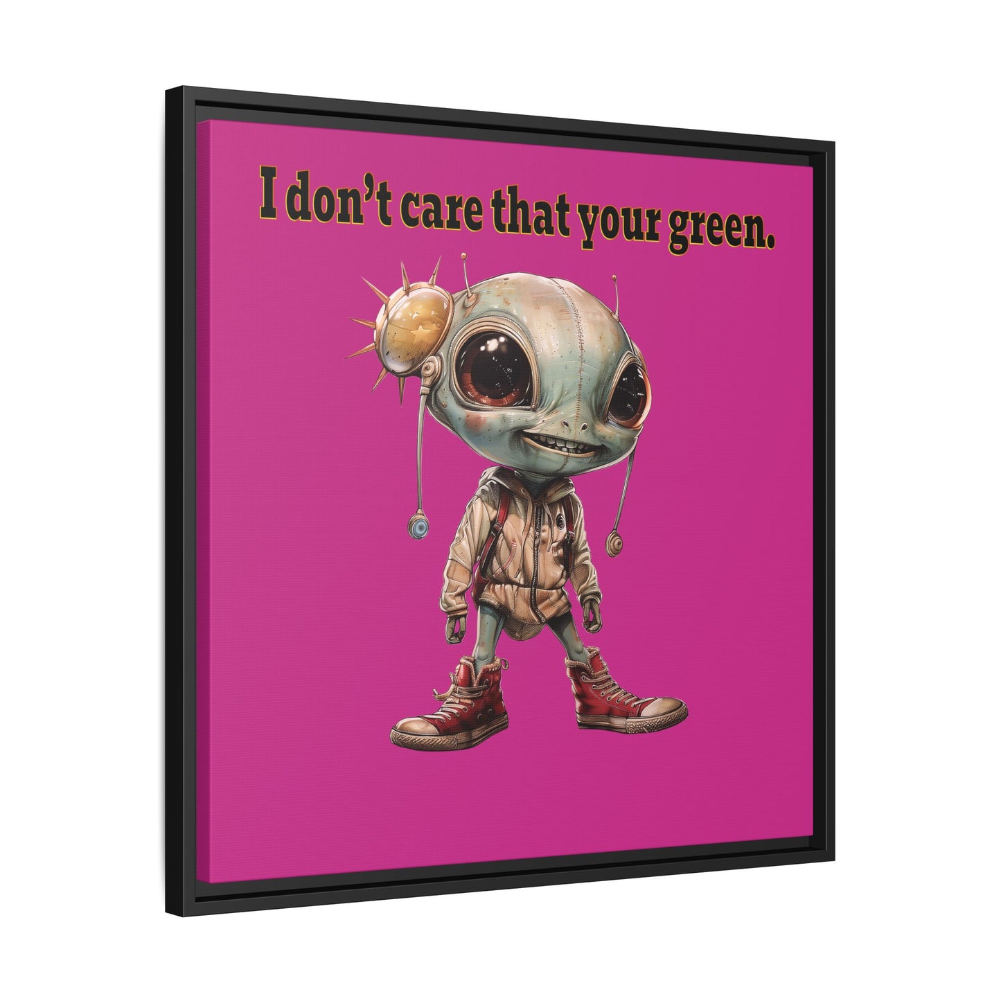 I don't care that your green - framed canvas art (pink)