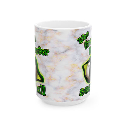 green monster - White Mug (white marble)