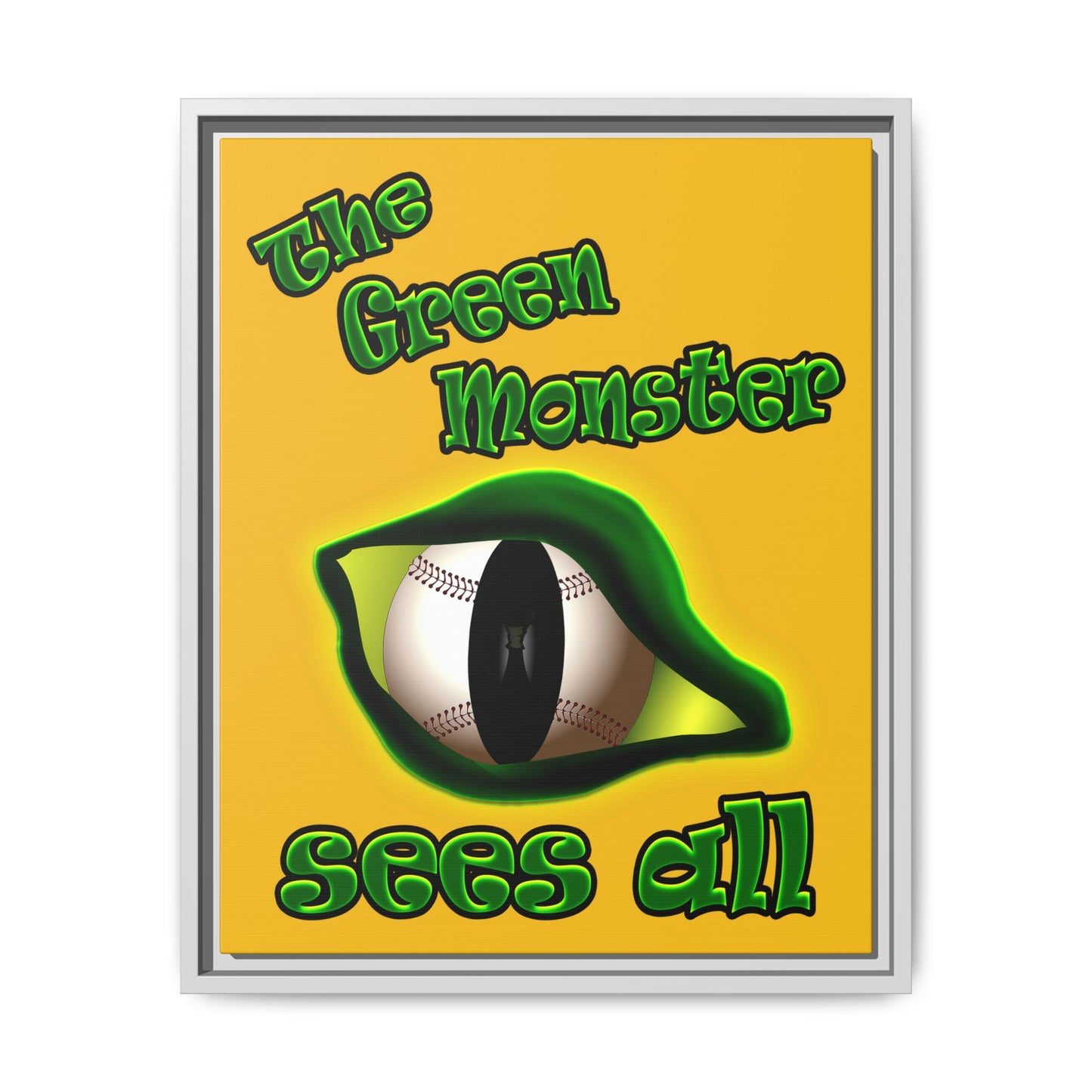 green monster - framed canvas art (yellow)